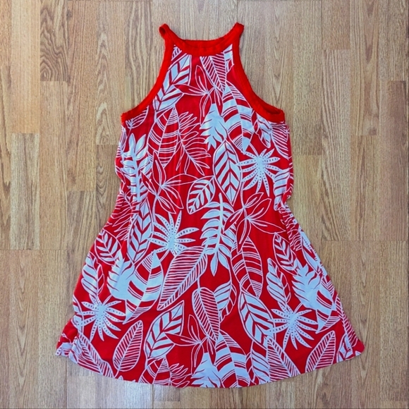 Old Navy Orangey Red and White Patterned Summer Dress - Picture 1 of 6